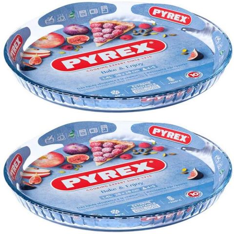 Pyrex Bake & Enjoy Set of 2 Glass Flan Dishes Set Of 2 PCS (1.4 +1.8 Lt.)