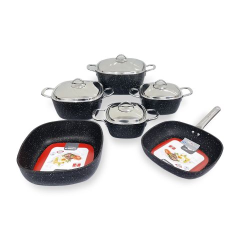 SAFLON Granite Square 10 PCS SET With Steel Handles